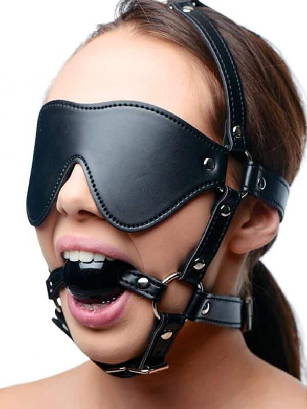 STRICT Strict Eye Mask Harness with Ball Gag: Kopfgeschirr mit Knebel